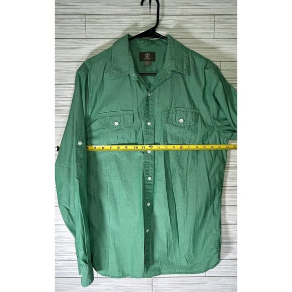 Timberland Shirt Men's Sm Bright Green Solid Button Up Long Sleeve Casual - Picture 6 of 8